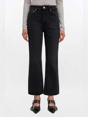 GANNI Betsey Crop High-Rise Black Flare Jeans for Women